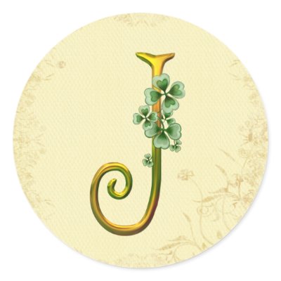 Irish Gold Monogram J Stickers