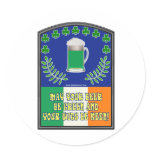 Irish Green Beer Toast Round Sticker