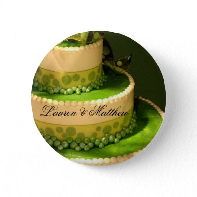 Irish Green Wedding Cake decoration Pinback Button by perfectpostage