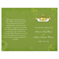 Irish Green Wedding Ceremony Bi Fold Programs Flyer Design