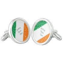 Irish Happy Christmas Flag Snowflakes Cufflinks at Zazzle