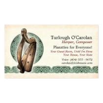 Irish Harp Business Cards, Style 1, Horizontal
