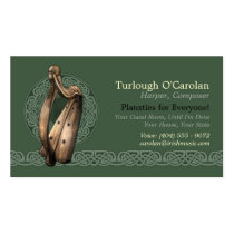 Irish Harp Business Cards, Style 2, Horizontal