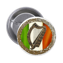 Irish Harp Button
