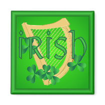 Irish Harp & Shamrock Magnet