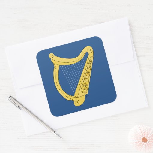 Irish Harp Square Sticker Zazzle