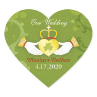 Irish Heart Green Wedding Invitation Stickers