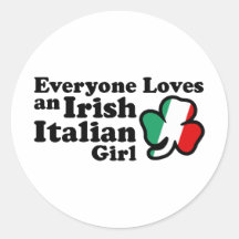 Irish Italian Girl Round Stickers