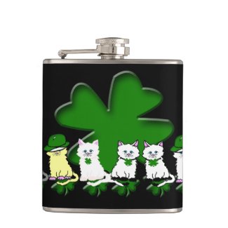 Irish Kitties In A Row Flask