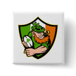 Irish leprechaun rugby player Ireland celtic flag buttons
