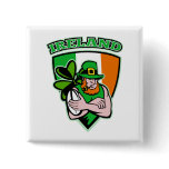 Irish leprechaun rugby player shield Ireland flag buttons