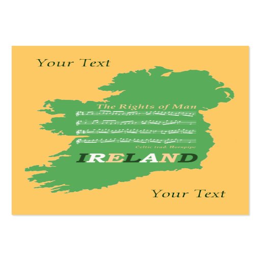 Irish Music Tune Sheet Music Map of Ireland Card Business Card Template