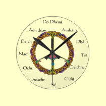 Irish Numbered Clock with Peace SIgn wall clocks