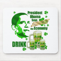 Irish Obama Drink Beer Stimulus Gifts Mouse Mats