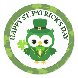 Irish Owl with Shamrock Sticker