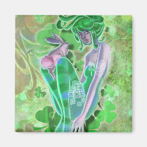Irish Pinup Lady Refrigerator Magnet