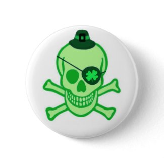 Irish Pirate Skull Button button