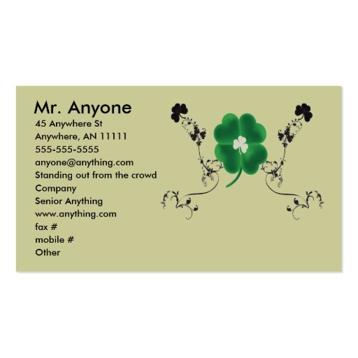 Irish Pride Business Card (front side)