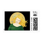 postcard - Irish Princess St. Patrick’s Day stamp! St. Patrick’s Day stamps with a picture of the Irish princess Grania with a Celtic spiral sun design. Add this Grania and the Celtic spiral sun postage to an Irish greeting card from Beltain and the great Saint Patrick’s Day gift items from Beltain like Celtic artwork t-shirts and hooded sweatshirts, knotwork art mugs, spiral design journals and more to make a great gift combo they’ll love!