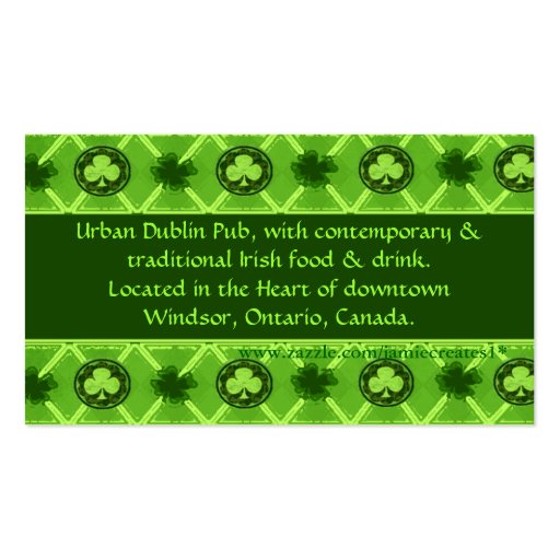 Irish Pub Business Card Template (back side)