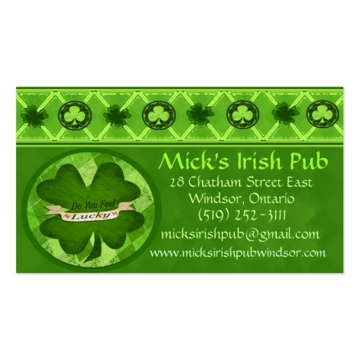 Irish Pub Business Card Template (front side)