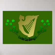Irish Pub Erin Go Bragh Ireland Eire Harp & Clover Posters