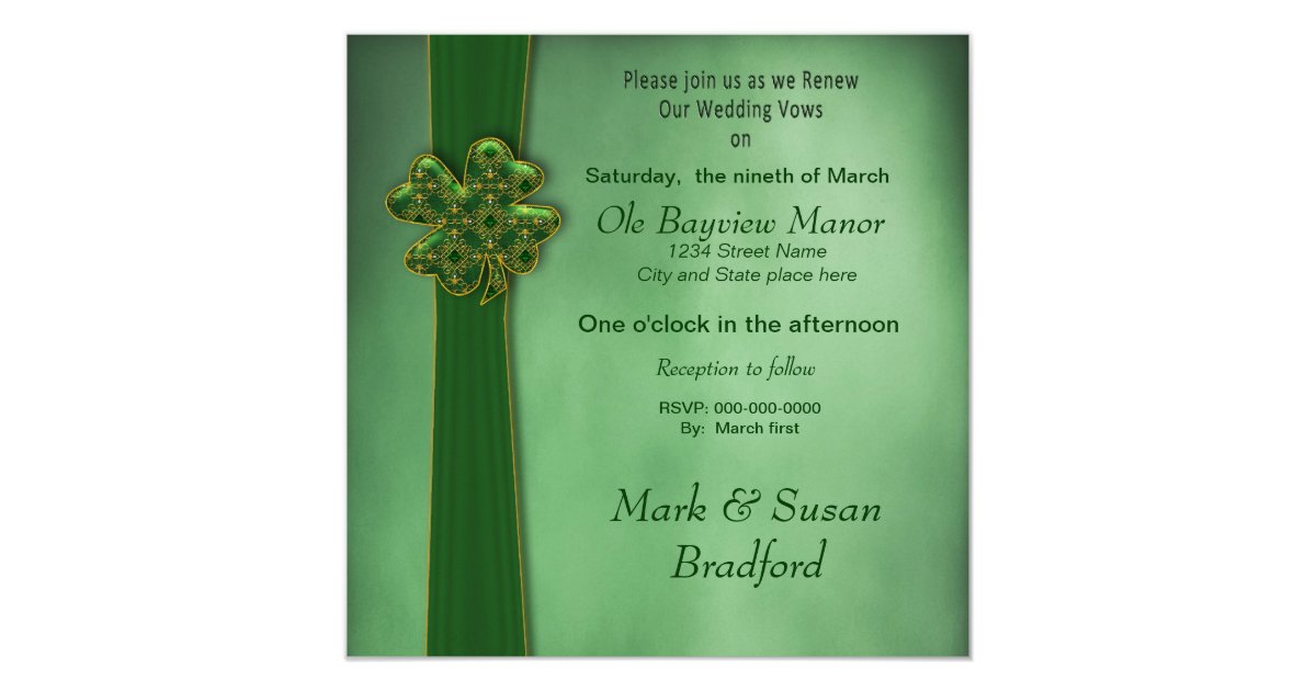 IRISH RENEWING WEDDING VOWS INVITATION Zazzle