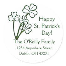 Irish Return Address Labels Four Shamrock Flower stickers