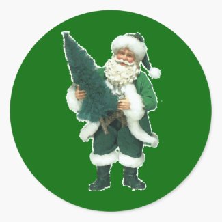 Irish Green Santa Stickers
