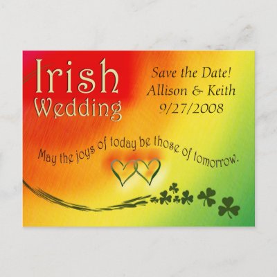 Irish Save the Date Wedding Postcard by aslentz Irish themed save the date