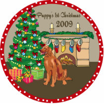 Irish Setter Puppys 1st Christmas Ornament 09 photo sculptures