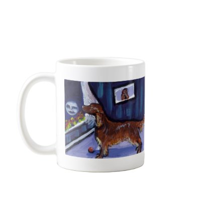 Irish Setter sees smiling moon Coffee Mugs