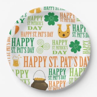 Irish Shamrock 9 Inch Paper Plate