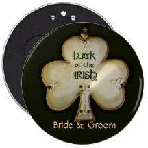 Irish Shamrock Bride and Groom Button - Customized