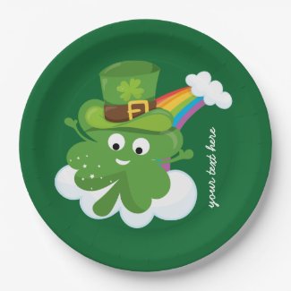 Irish Shamrock * choose your background color 9 Inch Paper Plate
