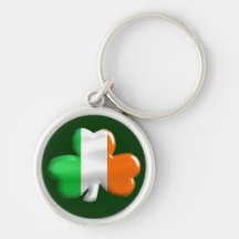 Irish Shamrock Clover Flag Keychain
