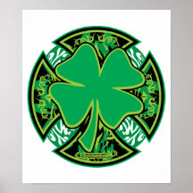 Irish Shamrock Cross Posters