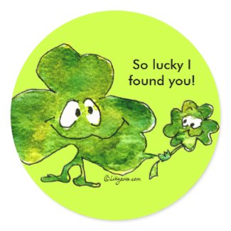 Irish Shamrock Luck Cartoon Sticker sticker