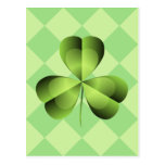 Irish Shamrock on Green Diamond Pattern Postcard