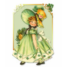 ladies_fitted_babydoll - Young Irish girl with pretty hat and basket of shamrocks. This vintage design has been hand retouched. More matching gift items, including stamps and cards, in my store.: Sizes  Available colors: lime