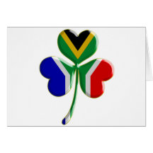 Irish Shamrock with South African Flag Card