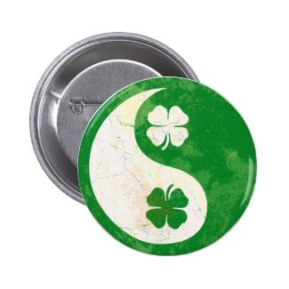 Irish Shamrock Yin Yang Button