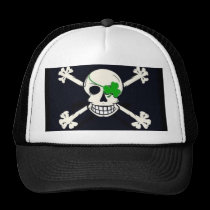 Irish Skull Jolly Roger Trucker hats