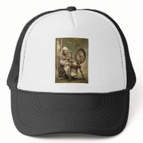 Irish Spinner and Spinning Wheel. Co. Galway, Irel Mesh Hat