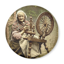 Irish Spinner and Spinning Wheel. Co. Galway, Irel Refrigerator Magnets
