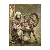 Irish Spinner and Spinning Wheel. Co. Galway, Irel Post Card