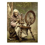 Irish Spinner and Spinning Wheel. Co. Galway, Irel Post Card