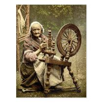 Irish Spinner and Spinning Wheel. Co. Galway, Irel postcards