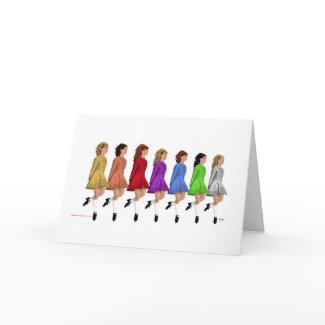 Irish Step Dancers - Rainbow Line of Dancers card