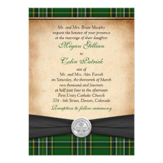 Irish Tartan Celtic Claddagh Lucky in Love Wedding Cards